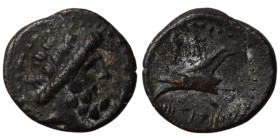 Phoenicia. Arados. (137-51 BC) Bronze. (15mm 3,00g) Obv: laureate head of Zeus right. Rev: galley-ram left.
