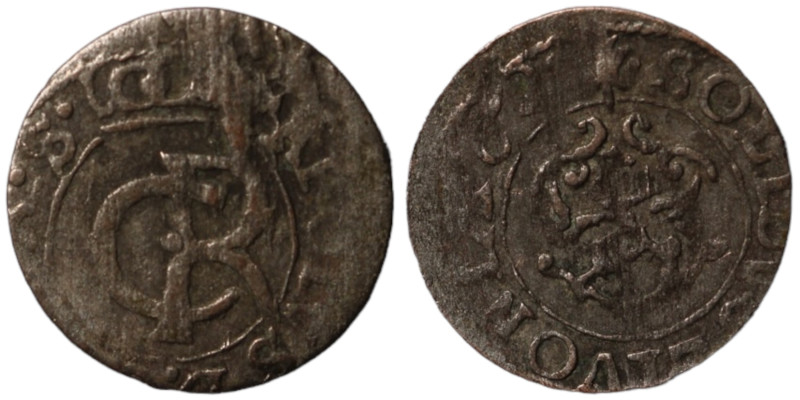 Riga under Sweden. Karl XI. (1676). Solidus.