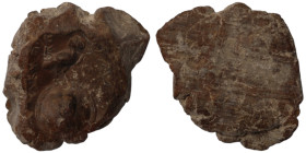 ancient seal impression. sealing wax. (22mm 3,19g) owl seated right on wreath ; bust within. corn ear above.