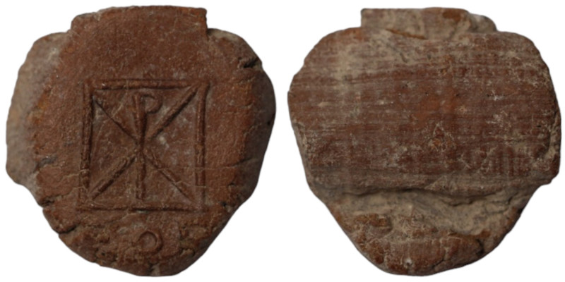 ancient seal impression. sealing wax. (17mm 2,10g) christogram.