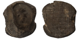 ancient seal impression. sealing wax. (14mm 0,89g) female bust right.