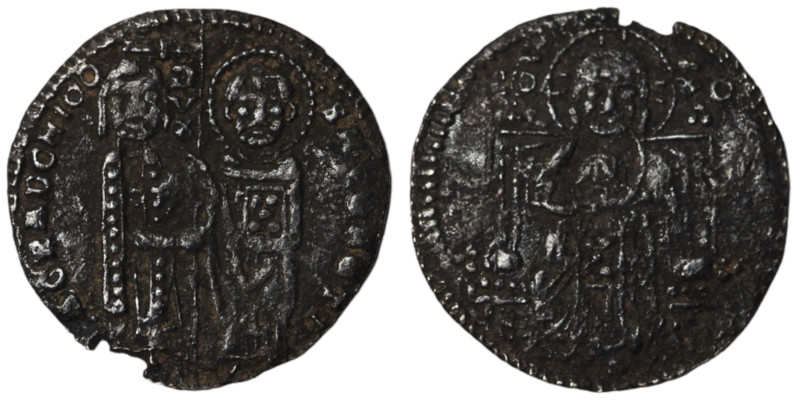 Venice. Francesco Dandolo. (1328-1339 AD). AR Grosso. (21mm, 1,34g). Obv: Doge a...
