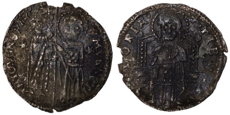 Venice. Francesco Dandolo. (1328-1339 AD). AR Grosso. (21mm, 1,34g). Obv: Doge a...