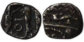 Phoenicia. Sidon. (346-343 BC). 1/16 AR Shekel. (8mm 0,62g) Obv: king fighting lion. Rev: galley left.