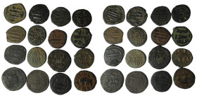 LOT Of Islamic 16 Coins 
Umayyad 9 PCS (Misr ,Hims , Halab ,and Various types )
and Abbasid 7 PCS (Madinat Al-Salam,Al-Kufa , and Various types)