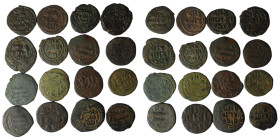 LOT Of Islamic 16 Coins 
Umayyad 13 PCS ( Dimashq ,and Various types )
and Abbasid 3 PCS ( Qannasrin , Al-kufa and Various types)
Fine