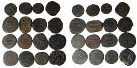 LOT Of Islamic 16 Coins 
Umayyad 9 PCS ( Dimashq ,Hims ,Misr , Al-Ramla , and Various types )
and Abbasid 6PCS (Madinat Al-Salam ,Wasit ,and Various t...