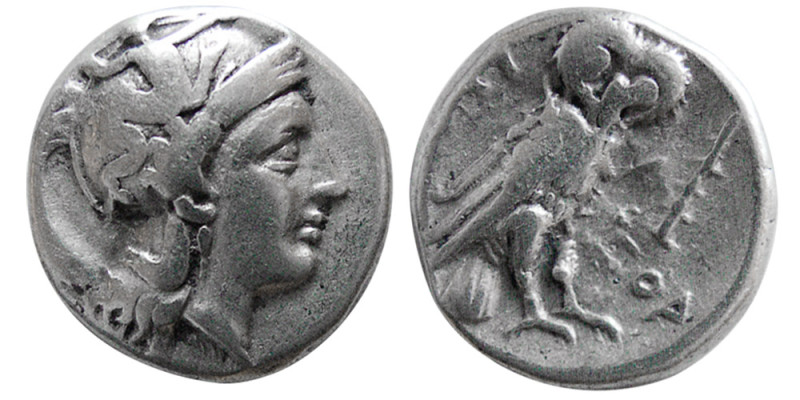 CALABRIA, Tarentum. Circa 302-280 BC. AR Drachm (3.21 gm; 15 mm). Obverse: Helme...