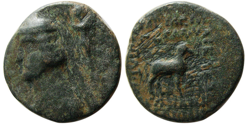 KINGS of PARTHIA, Orodes II. 54-37 BC. Æ (2.63 gm; 15 mm). Victory Type. Diademe...