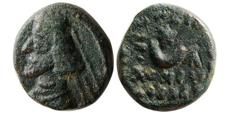 KINGS of PARTHIA, Orodes II, 54-37 BC. Æ chalkous (1.19 gm; 10 mm). Ekbatana. Bu...