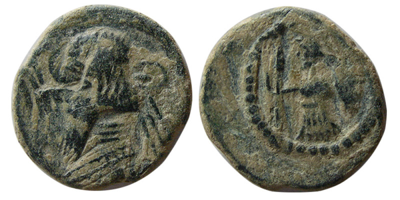 KINGS of PARTHIA, Gotarzes II. AD. 40-51. Æ Chalkous (2.06 gm; 15 mm). Overstrik...