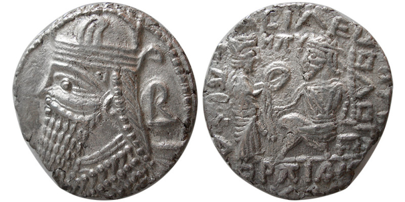 KINGS of PARTHIA, Vologases IV. 147-191 AD. BI Tetradrachm (11.63 gm; 27 mm). Se...