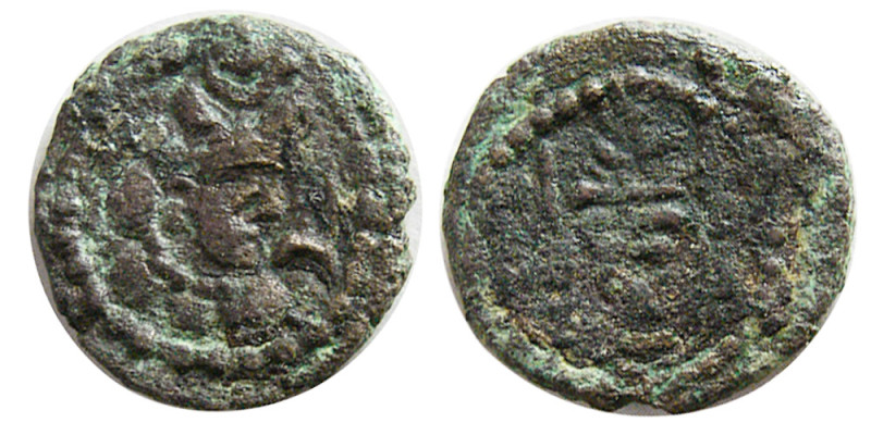 SASANIAN KINGS, Bahram (Varhran) V, AD. 420-438. Æ (1.74 gm; 14 mm). Obverse, Bu...