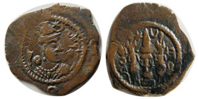 SASANIAN KINGS, Khosrau I, 531-579 AD. Æ. Year 15, "AT" mint.