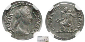 ROMAN EMPIRE; Sabina, 119-137 AD. AR Denarius. NGC-VF.