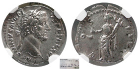 ROMAN EMPIRE; Antoninus Pius. 138-161 AD. AR Denarius. NGC-XF.