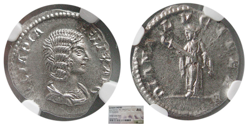 ROMAN EMPIRE; Julia Domna, 193-217 AD. AR Denarius. NGC-AU. Rome, AD 211-217. IV...