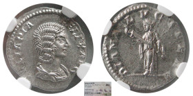 ROMAN EMPIRE; Julia Domna, 193-217 AD. AR Denarius. NGC-AU.
