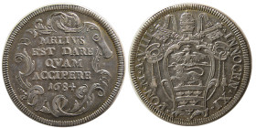 ITALY, Papal States. Innocent XI. 1676-1689. AR Testone.