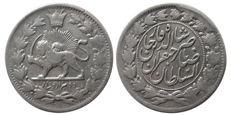 IRAN, Qajar Dynasty. Naser al Din Shah. Silver 2000 Dinars (9.21 gm; 27 mm). Teh...