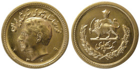 IRAN, Pahlavi Dynasty. 1329 H. Gold One Pahlavi. Rare date.