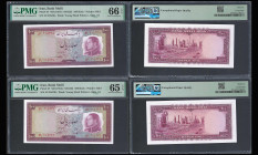 IRAN, Bank Melli. Pair of 100 Rials Bank Notes. Pick # 67. PMG-65, 66.