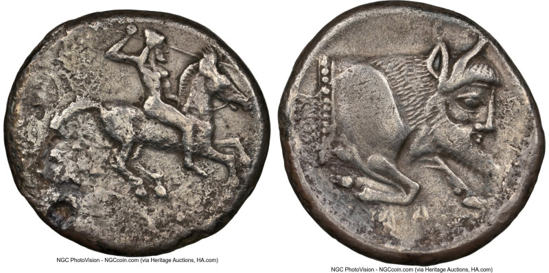 SICILY. Gela. Ca. 490-475 BC. AR didrachm (21mm, 8.26 gm, 10h). NGC Choice VF 5/...
