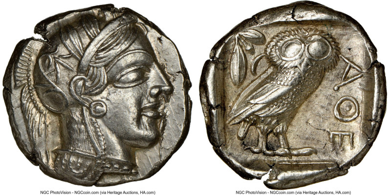 ATTICA. Athens. Ca. 440-404 BC. AR tetradrachm (22mm, 17.21 gm, 7h). NGC Choice ...