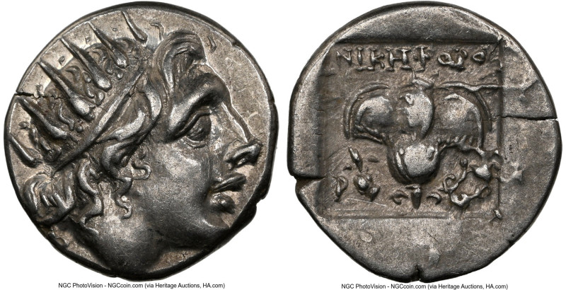CARIAN ISLANDS. Rhodes. Ca. 88-84 BC. AR drachm (14mm, 11h). NGC XF. Plinthophor...