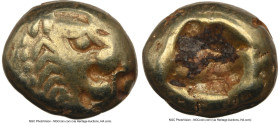 LYDIAN KINGDOM. Alyattes or Walwet (ca. 610-546 BC). EL 1/12 stater or hemihecte (7mm, 1.17 gm). NGC VF 3/5 - 3/5, countermarks. Lydo-Milesian standar...