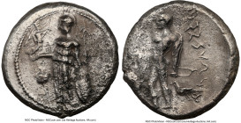PAMPHYLIA. Side. Ca. 400-360 BC. AR stater (22mm, 9h). NGC Choice VF, brushed. Athena standing left, Nike right in right hand, left hand on grounded s...