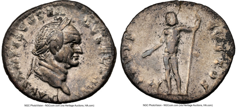 Vespasian (AD 69-79). AR denarius (20mm, 2.61 gm, 7h). NGC XF 4/5 - 2/5, brushed...