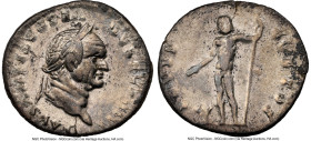 Vespasian (AD 69-79). AR denarius (20mm, 2.61 gm, 7h). NGC XF 4/5 - 2/5, brushed. Rome, AD 76. IMP CAESAR-VESPASIANVS AVG, laureate head of Vespasian ...