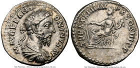 Marcus Aurelius, as Augustus (AD 161-180). AR denarius (19mm, 3.72 gm, 6h). NGC XF 5/5 - 3/5, brushed. Rome, December AD 179-17 March AD 180. M AVREL ...