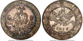 Tyrol. Archduke Sigismund (1446-1496) silver Restrike Guldiner 1486-Dated (1953) MS66 NGC, KM-XM28. KM-XM28. Crowned Archduke Sigismund of Tyrol stand...