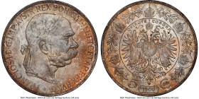 Franz Joseph I 5 Corona 1900 MS63 NGC, Vienna mint, KM2807. Two year type. Russet, orange and argent toning with underlying mint bloom. HID09801242017...