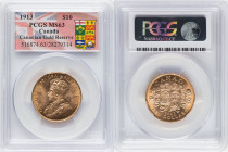 George V gold 10 Dollars 1913 MS63 PCGS, Ottawa mint, KM27, Fr-3. Canadian Gold Reserve. HID09801242017 © 2023 Heritage Auctions | All Rights Reserved...
