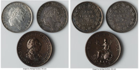 George III 3-Piece Lot of Uncertified Assorted Issues, 1) Bank Token of 18 Pence (1 Shilling 6 Pence) 1812 - UNC, KM-Tn3. 26.8mm. 7.31gm 2) Bank Token...