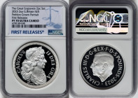 Charles III silver Proof "Petition Crown - Portrait" 5 Pounds (2 oz) 2023 PR70 Ultra Cameo NGC, First Releases. Great Engravers series. Reverse design...