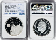 Charles III silver Proof "Hogwarts" 5 Pounds (2 oz) 2023 PR70 Ultra Cameo NGC, Mintage: 510. Harry Potter and the Philosopher's Stone series. First Re...
