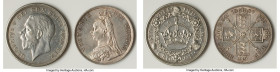 Pair of Uncertified Assorted Issues, 1) George V Crown 1927 - Impaired Proof, KM836, 38.7mm. 28.23gm 2) Victoria Double Florin 1889 - AU, KM763. 36.1m...
