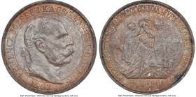 Franz Joseph I "Coronation" 5 Korona 1907-KB MS64 NGC, Kremnitz mint, KM489, Huszar-1493. 40th Anniversary Coronation of Franz Joseph I as King of Hun...