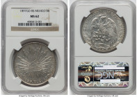 Republic 8 Reales 1897 Go-RS MS62 NGC, Guanajuato mint, KM377.8, DP-Go80. Brilliant luster with champagne tone. HID09801242017 © 2023 Heritage Auction...