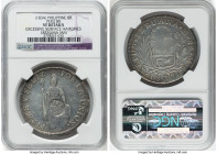Spanish Colony. Isabel II Counterstamped 8 Reales ND (1834-1837) VF Details (Excessive Surface Hairlines) NGC, KM138.2. Counterstamp - Type VI crowned...
