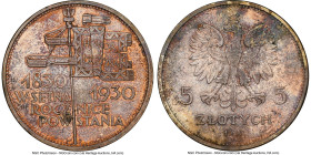 Republic "Low Relief" 5 Zlotych 1930-(w) UNC Details (Cleaned) NGC, Warsaw mint, KM-Y19.1. Centennial of 1830 Revolution. HID09801242017 © 2023 Herita...
