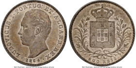Luiz I 500 Reis 1864 AU58 NGC, Lisbon mint, KM509. Semi-key date. Accompanied by old envelope and tray tag. HID09801242017 © 2023 Heritage Auctions | ...