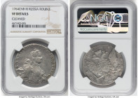 Catherine II Pair of Certified Roubles NGC, 1) Rouble 1764 CПБ-ЯI - VF Details (Cleaned), St. Petersburg mint, KM-C67.2a 2) Rouble 1781 CПБ-ИЗ - Fine ...