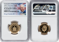 Charles III gold Proof "Imperial State Crown" Sovereign 2023 PR70 Ultra Cameo NGC, Commonwealth mint. Coronation of King Charles III Commemorative. HI...