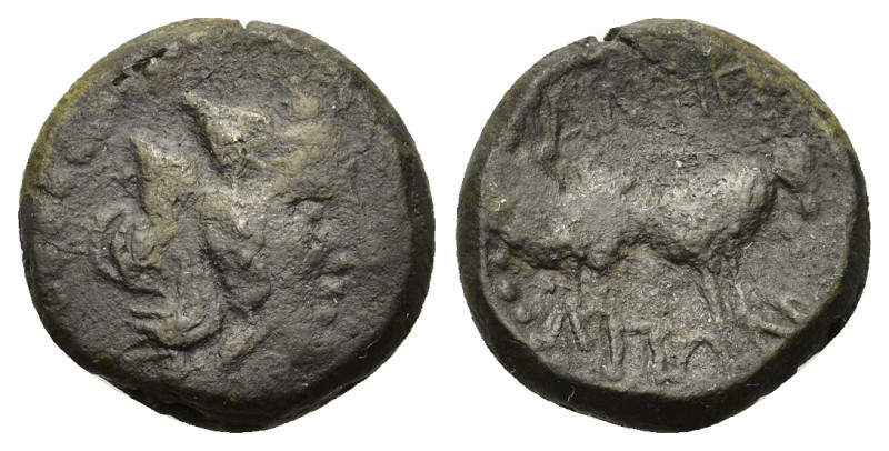 Macedon, Amphipolis, c. 187-168/7 BC. Æ (18mm, 6.00g). Head of Dionysos r., wrea...