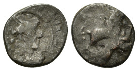 Macedon, Amphipolis, c. 148-32/1 B.C. Æ dichalkon (19,8mm, 4.8g). Bust of Artemis Tauropolis to right, wearing stephane; bow and quiver over shoulder....